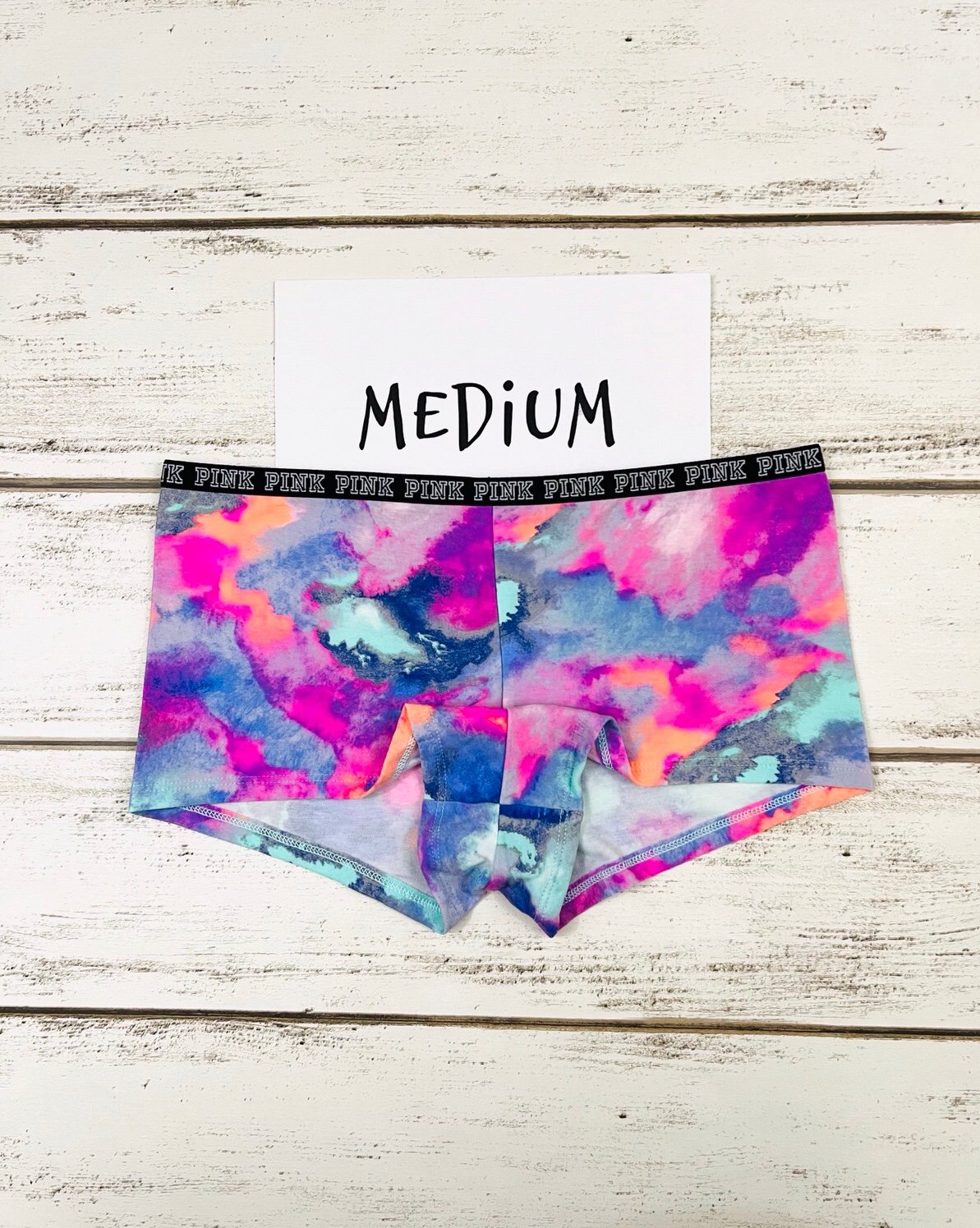 VS PINK Boyshort Medium Retired Watercolor Tie Dye