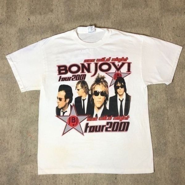 Rare Vintage Bon Jovi One Wild Night Concert Tour T-Shirt | 2-Sided | Large
