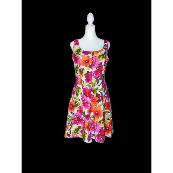 Ronni Nicole Dress Spring Floral Bright Bold Colors Sleeveless Summer 8 Easter