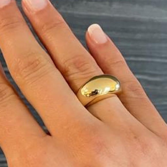 Size 9 Womens Gold Plated Dome Ring‎ Jewelry Retro Smooth Surface