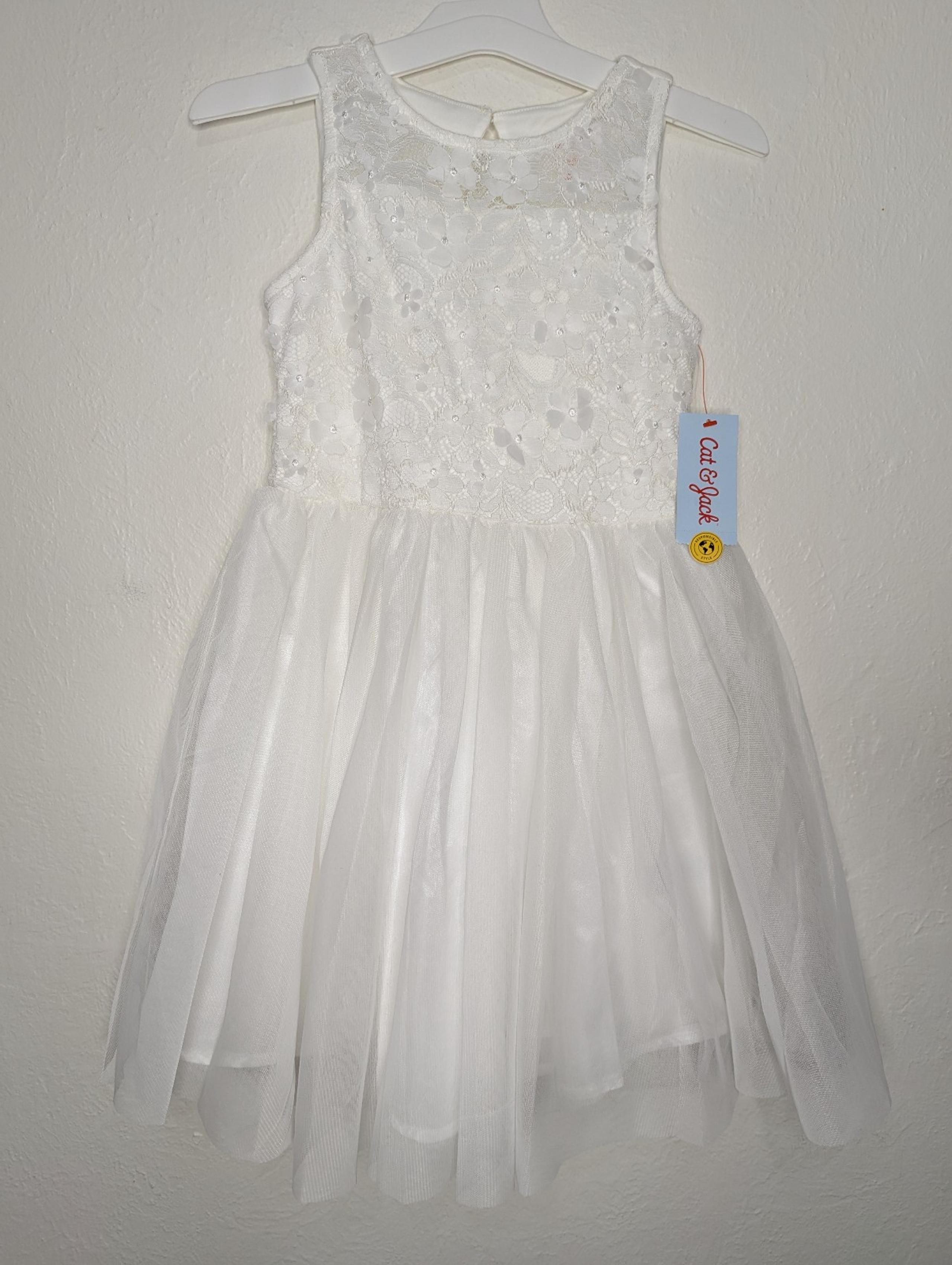 NWT Cat & Jack Girls Off White Tulle Party Dress Size M