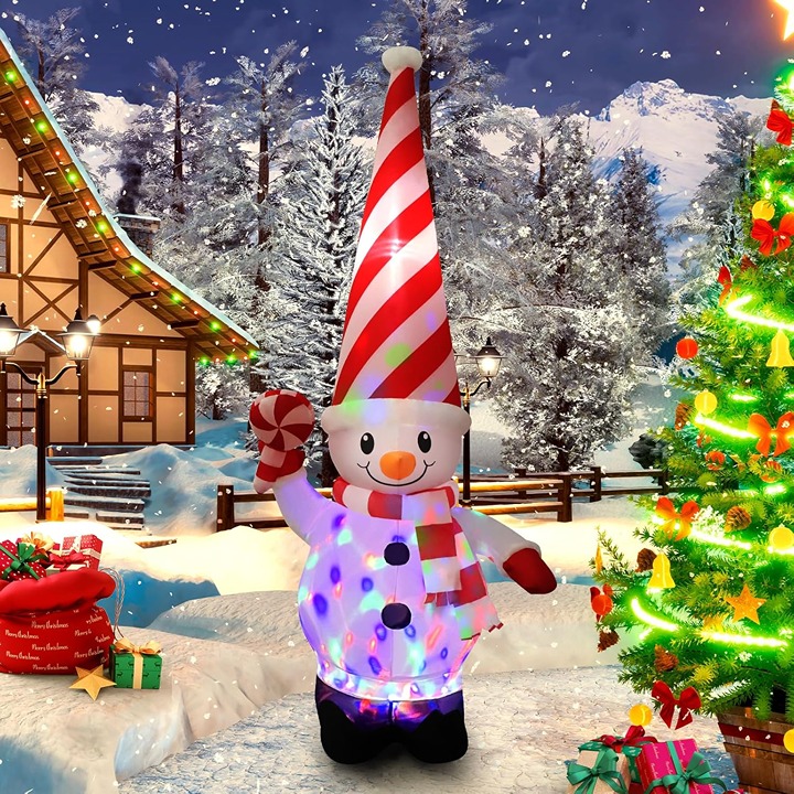 7ft Christmas Inflatable Outdoor Decorations, Gnome Old Man Inflatable Yard Deco