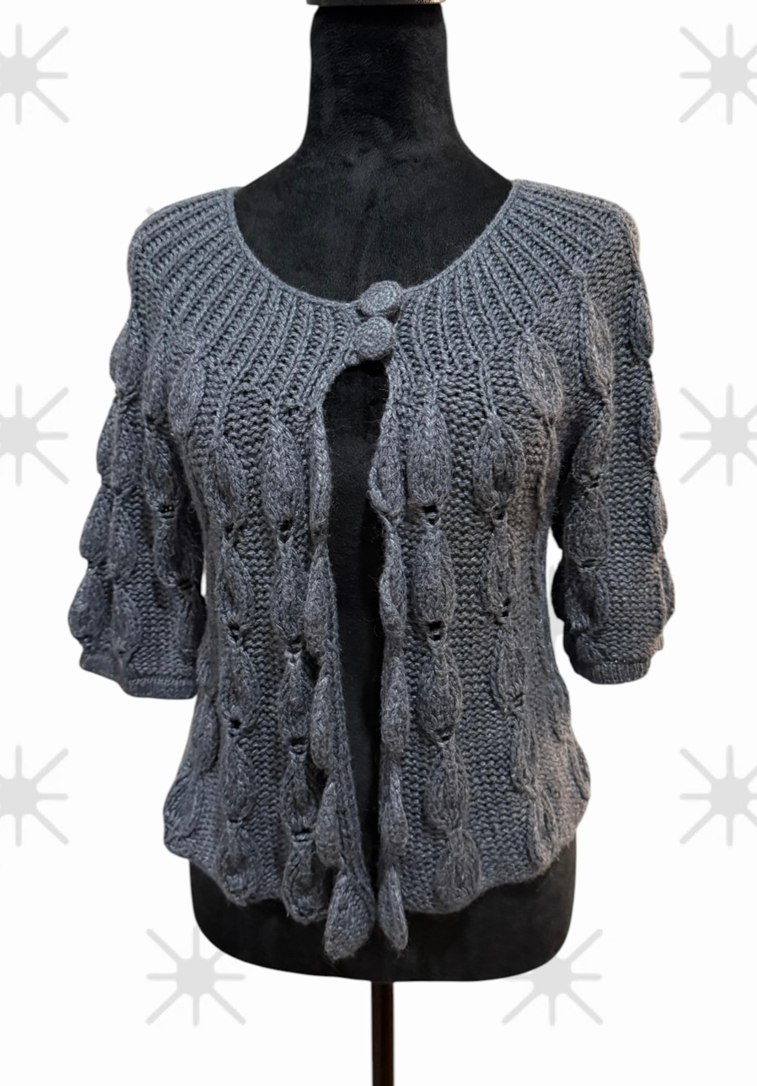 Rue 21 Gray Chunky Knit Two Button Open Cardigan Short Sleeve Size M