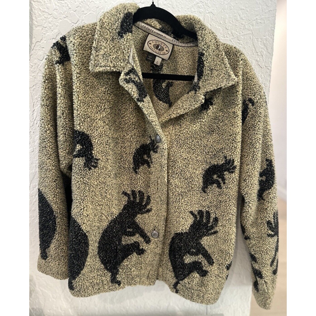 Vintage County Clothing Company Horse Western Fleece Jacket Size Large VTG 90’s