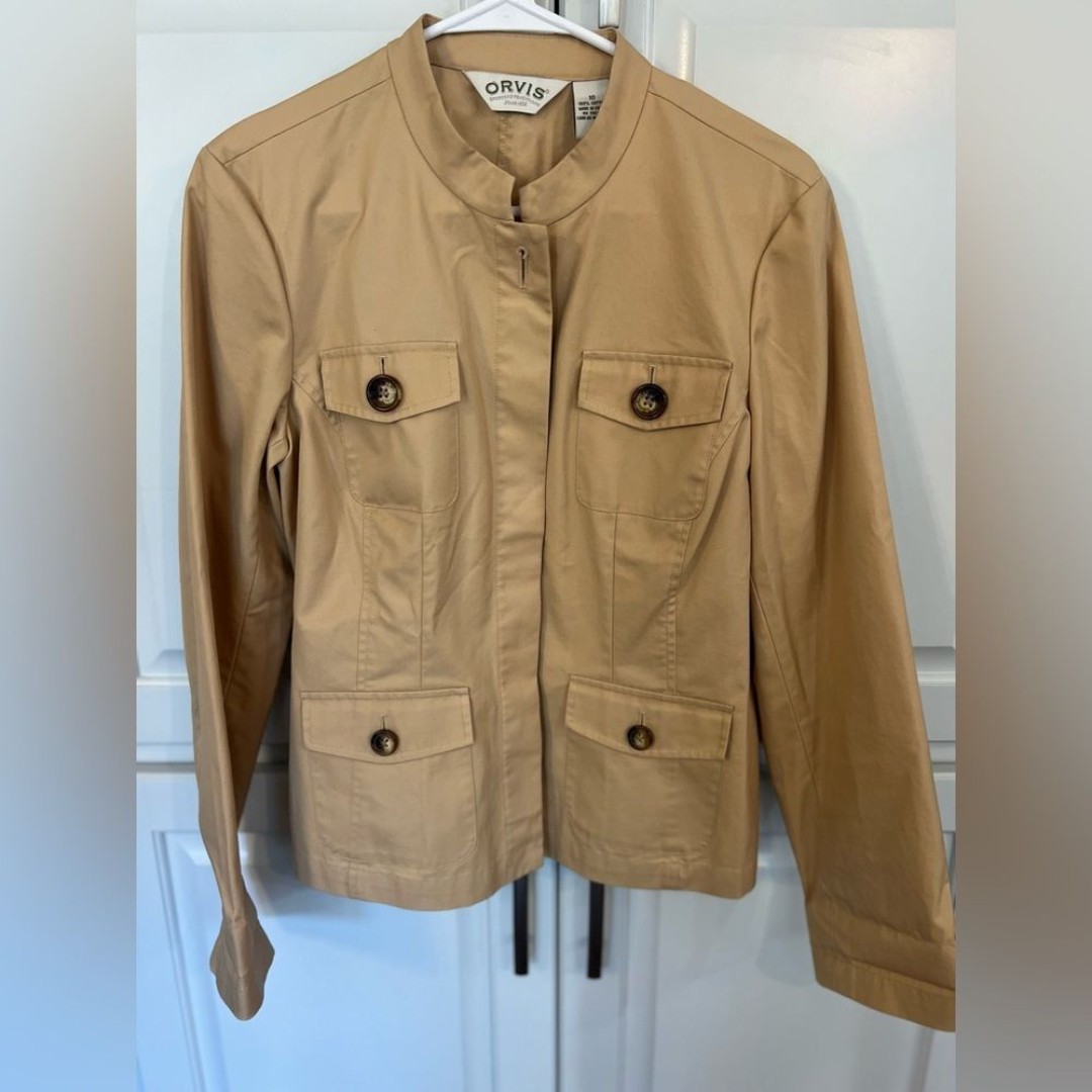 ORVIS Safari Women’s Button Up Lightweight Jacket Size 10 Khaki 100% Cotton