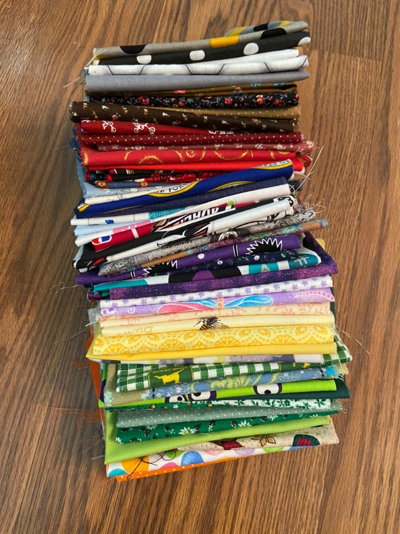 75 precut fabric pieces all different!