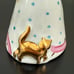 Vintage YAEBO Lady Holding Teapot And Gold Cat 4.75” Porcelain Russian Figurine