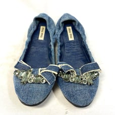 Miumiu denim flat shoes, size approximately 23.5 cm.