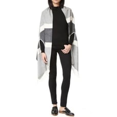 Madewell Grey Wool Cape Scarf In Woodward Stripe