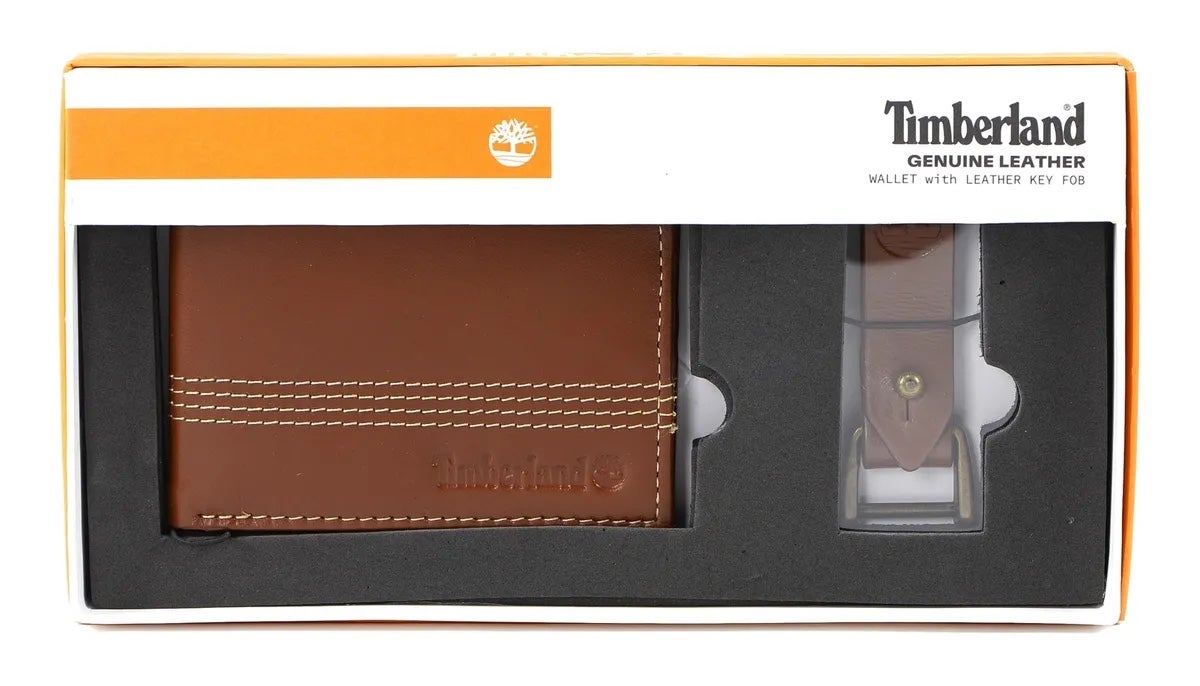 Timberland genuine leather wallet with leather key fob