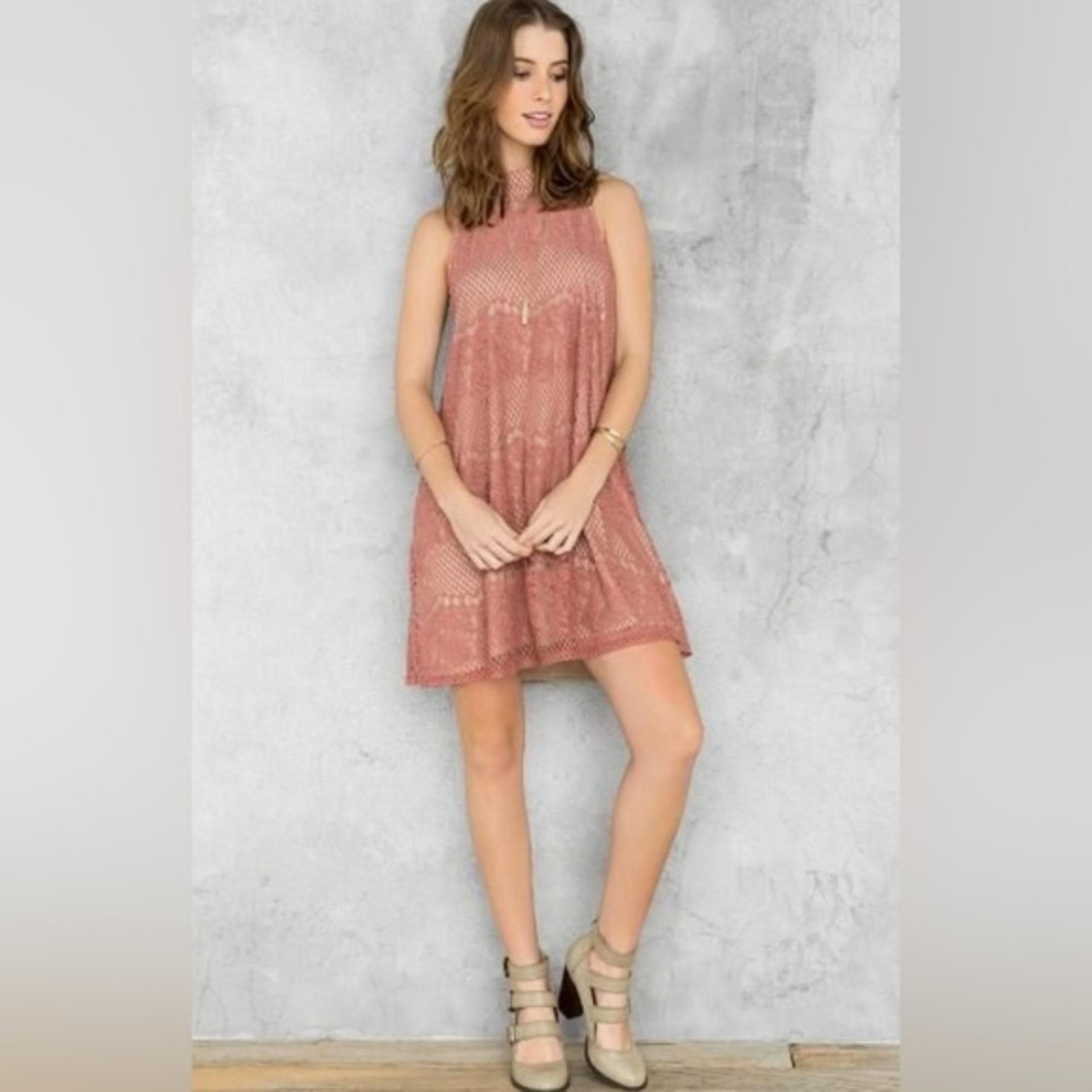 Francesca’s Aina Be dusty rose lace dress size small