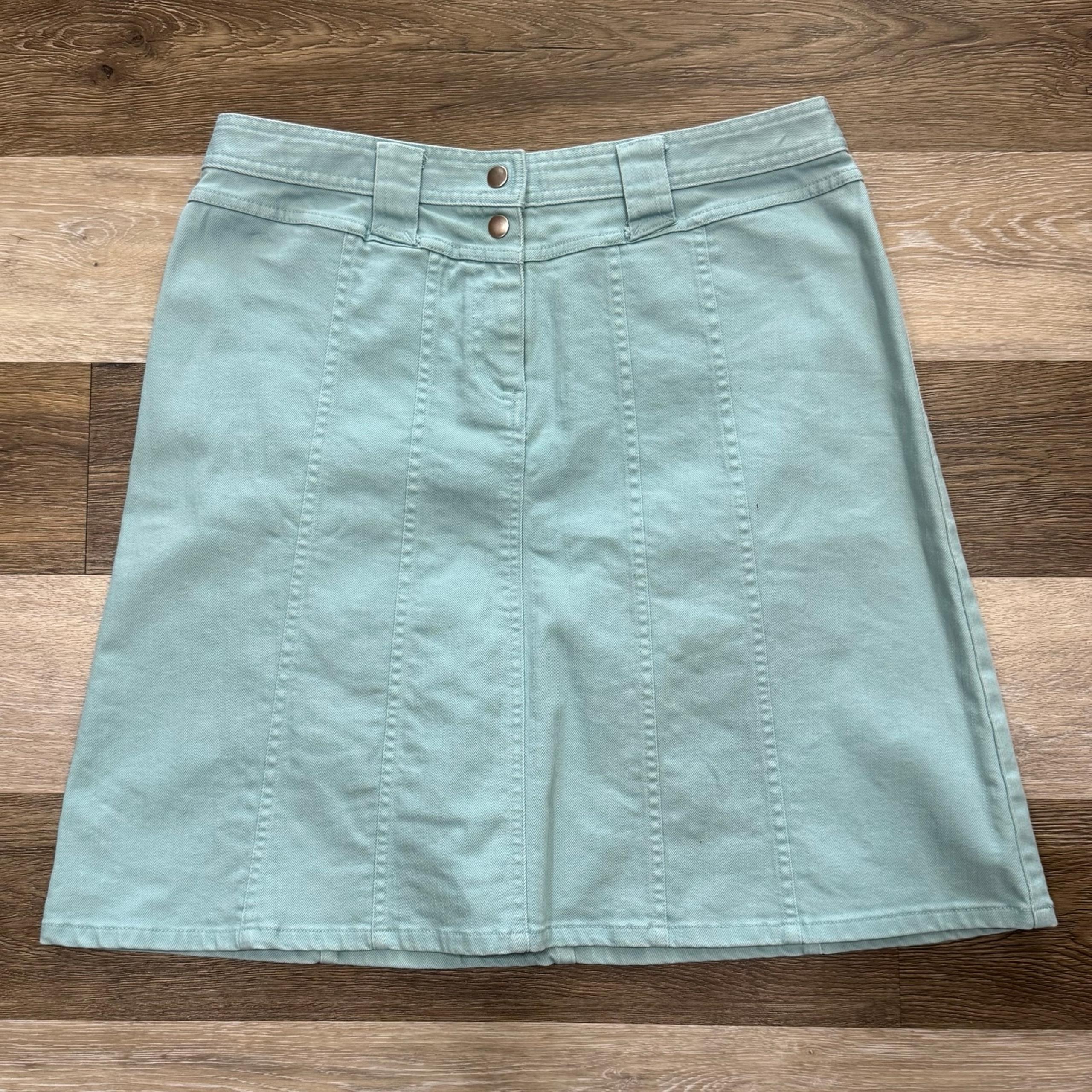 Christopher & Banks Lightweight Denim Skirt A-line Sz 12 Mint Color Back Pockets