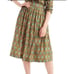 J. Crew Women Size 0 Ratti Elephant Print A-Line Pleated Cotton Green Skirt