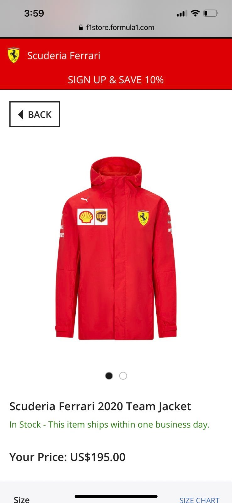 F1 Scuderia Ferrari 2020 Team Jacket