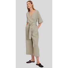 Everlane Linen Cross Front Jumpsuit in Seagrass
