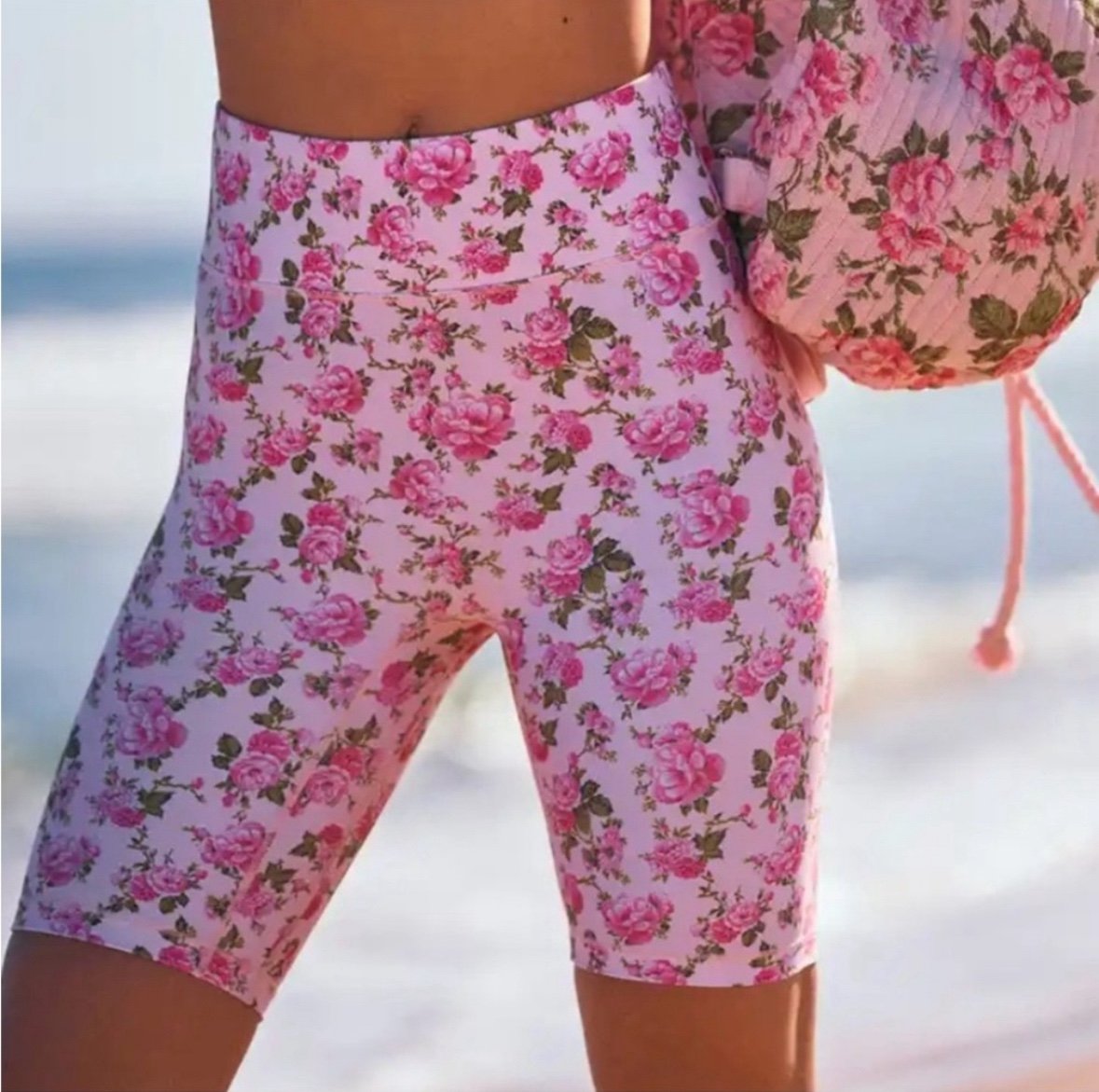 LoveShackFancy x Bandier Peony Garden Biker Shorts - LARGE