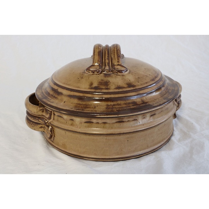 Vintage Tyrone Larson Pottery Double Handle Serving Casserole With Lid Signed