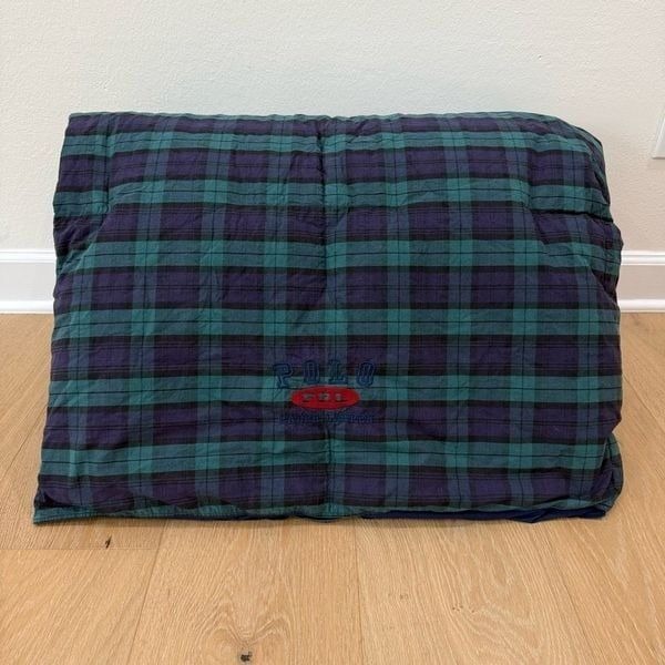 Vintage 90s Polo Ralph Lauren Home Blackwatch Down Filled Blue Comforter 88x88 U