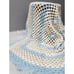 Vintage retro 70s 80s Granny Crochet Afghan Blanket Throw baby blue LARGE cream