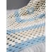 Vintage retro 70s 80s Granny Crochet Afghan Blanket Throw baby blue LARGE cream