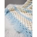 Vintage retro 70s 80s Granny Crochet Afghan Blanket Throw baby blue LARGE cream