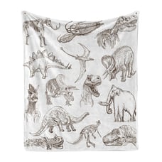Dinosaurs Skeleton Ambesonne Black White Art Soft Flannel Fleece Throw Blanket P