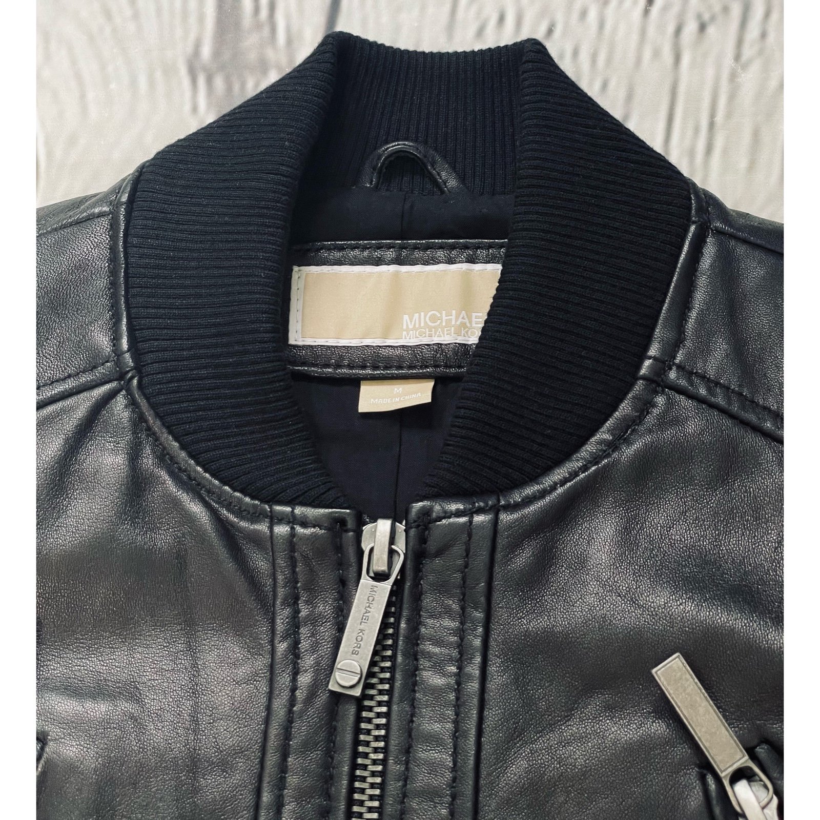 michael kors leather bomber