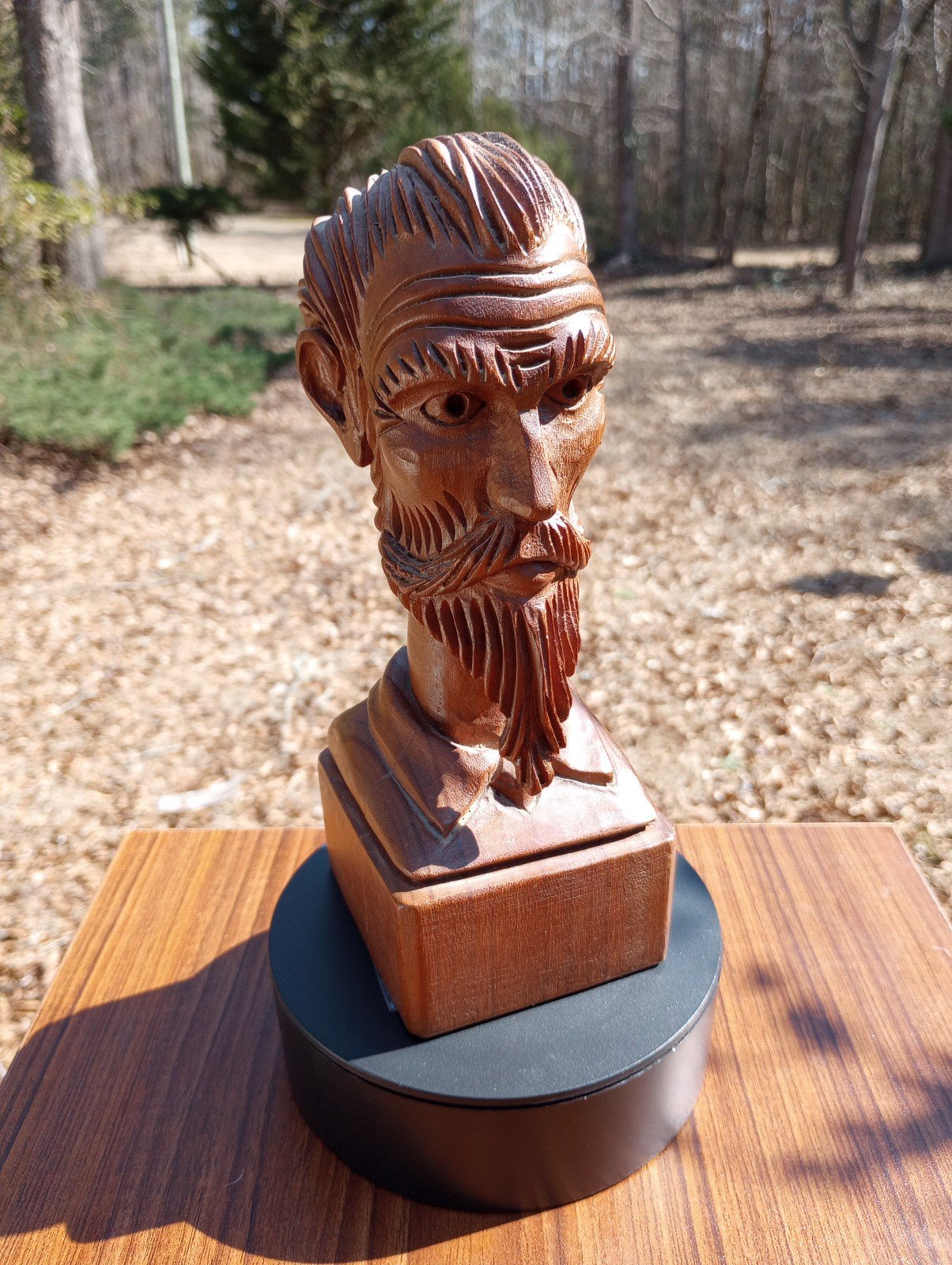 Vintage Folk Art Hand Carved Head Depiction of Don Quixote