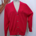 Vintage IZOD Mens Chest 49 Red Christmas Sweater V Neck Cardigan Long Sleeve
