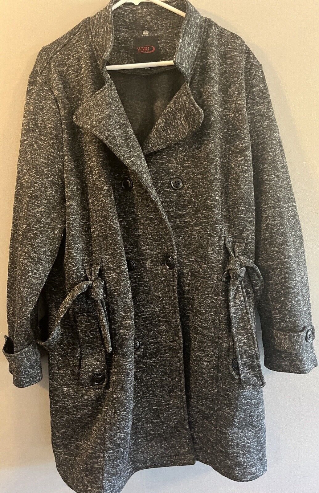 Yoki Womens Black Sweater Knit Belted Winter Coat Jacket Womens 3XL