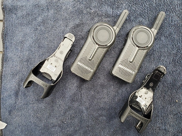 2 Motorola CLR1020 - 2 Way Radios with holsters / OBO