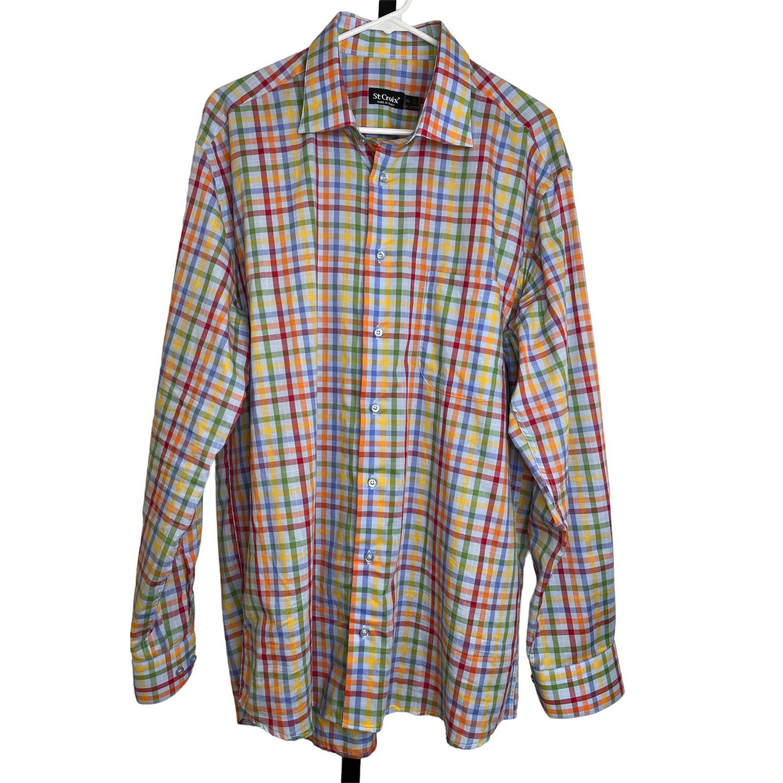 St Croix Mens Multicolor Plaid Shirt Size XL