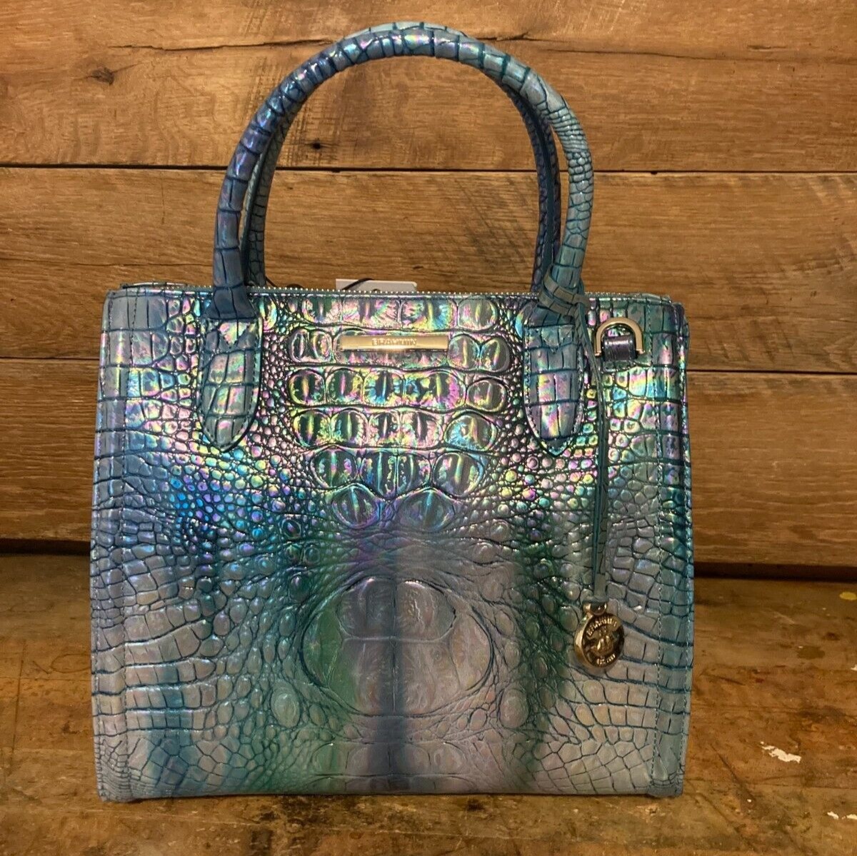 Brahmin Small Caroline Blue Topaz Melbourne Leather Satchel ---NWT