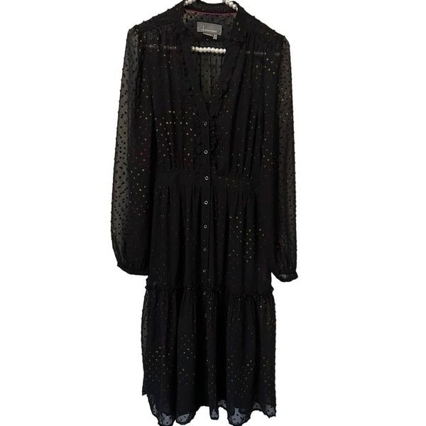 Anthropologie size 6 Audrey clip dot shirt dress in black whimsigoth tiered goth