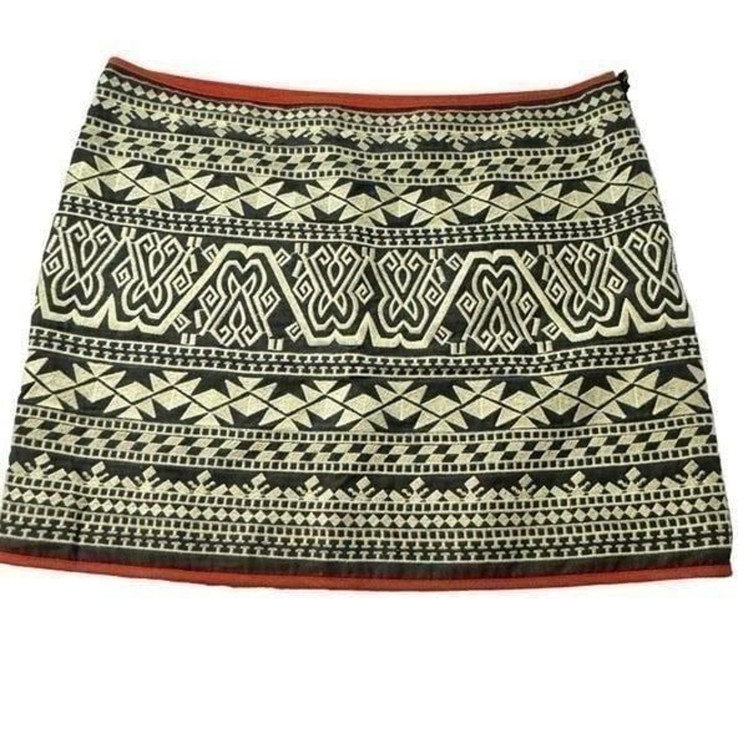 THML 100% Cotton Embroidered Aztec Print Mini Skirt Size S