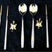 Classic Gold Turtle Titanium & 22K Gold Plated Spoon, Chopsticks & Utensils Rest