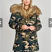 Fur camo parka coat