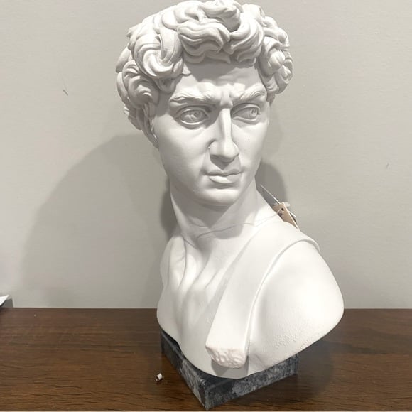 Michelangelo’s David Bust Marble Souvenir of Grand Tour Sculpture