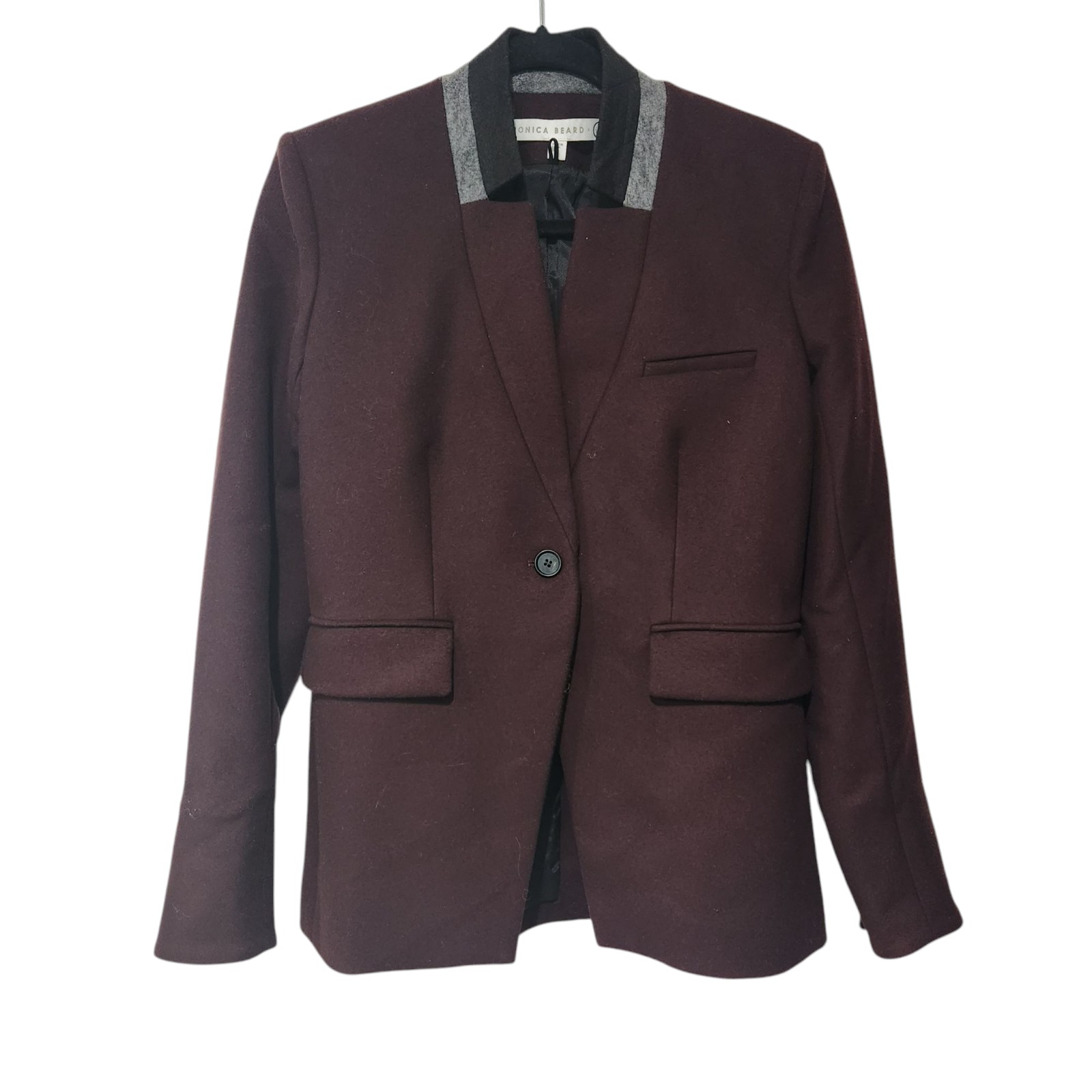 Veronica Beard x CUSP Neiman Marcus virgin wool dickey blazer jacket burgundy 2