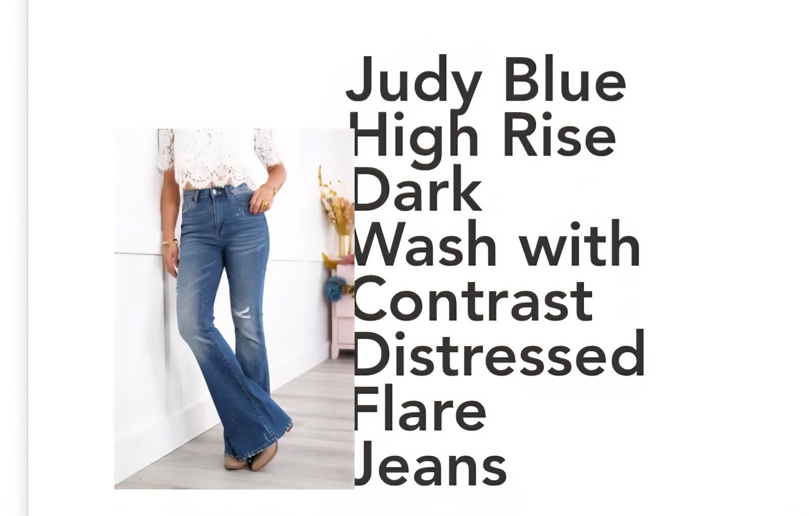Judy Blue High Rise Dark Wash with Contrast Distressed Flare Jean