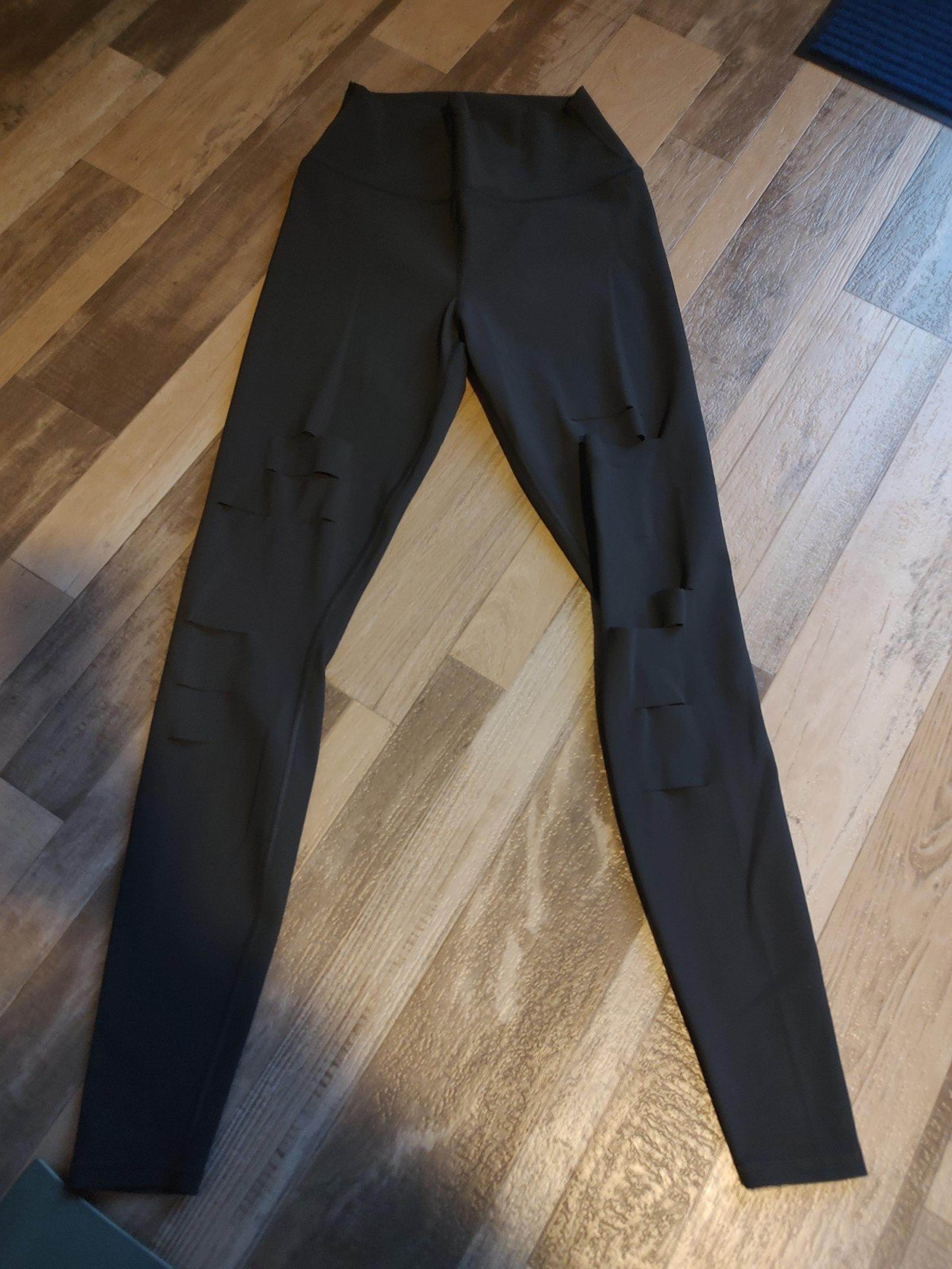Alo dark gray high waist Ripped Warrior leggings yoga small