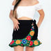 Herencia black embroidered wrap style skirt