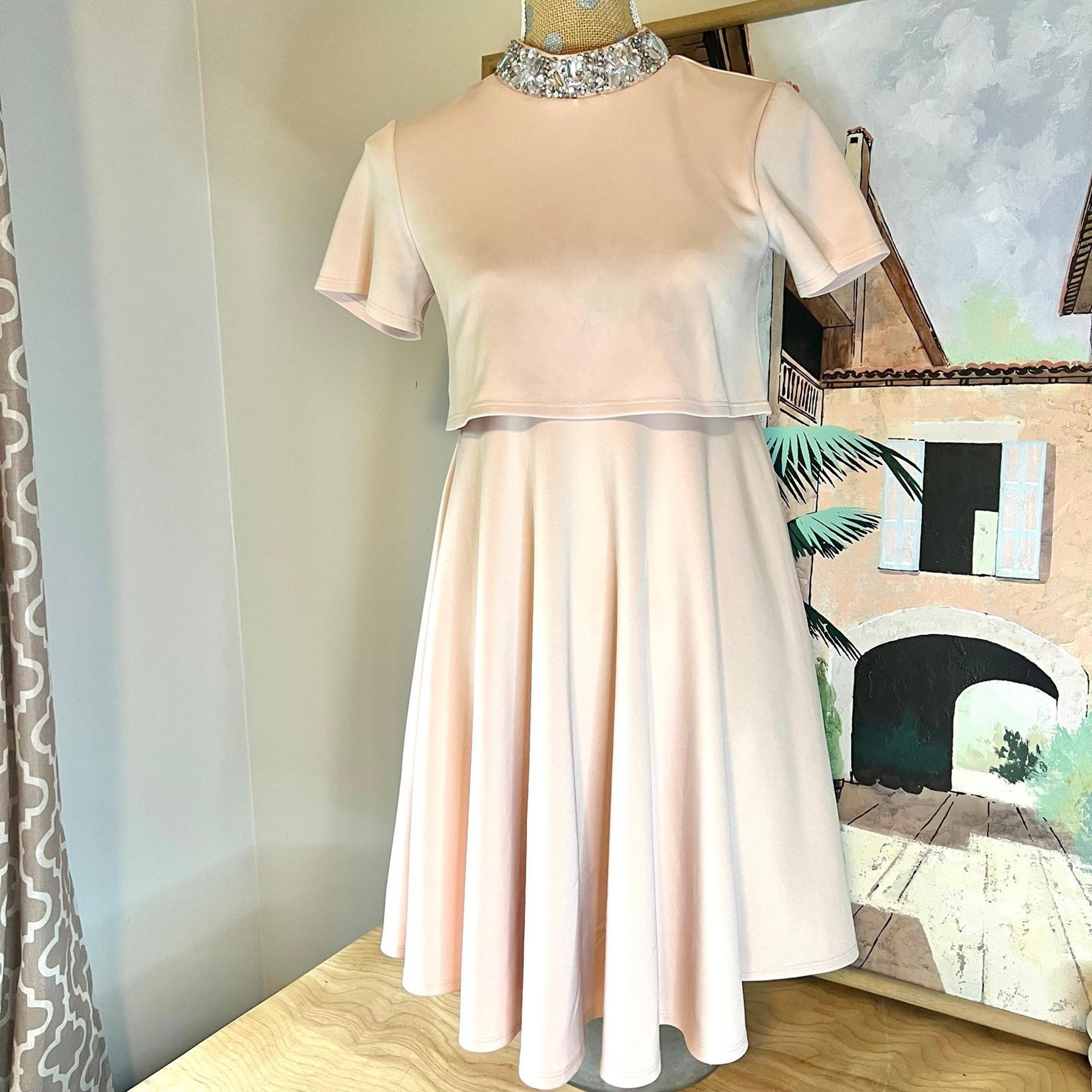 ASOS Blush Pink Jeweled Collar Maternity Dress