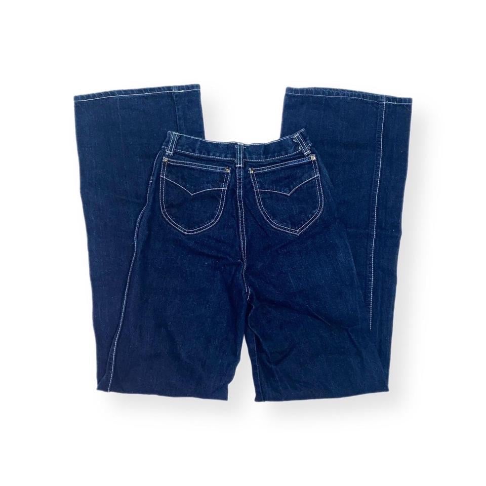 vintage 70s bell bottoms flare jeans - blue