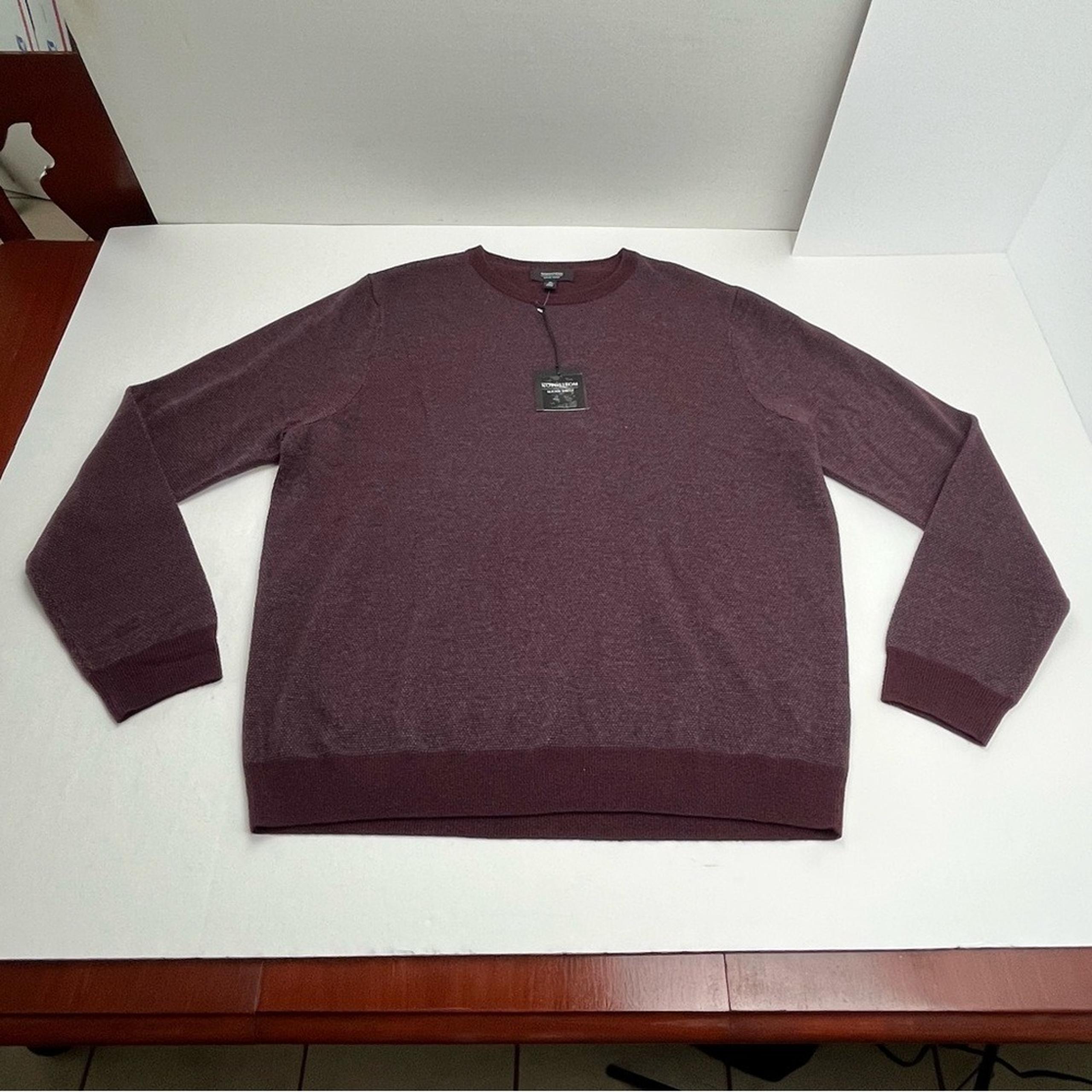 Nordstrom Men's Shop Bird's Eye Size XL Crewneck Sweater Burgundy Fudge NEW