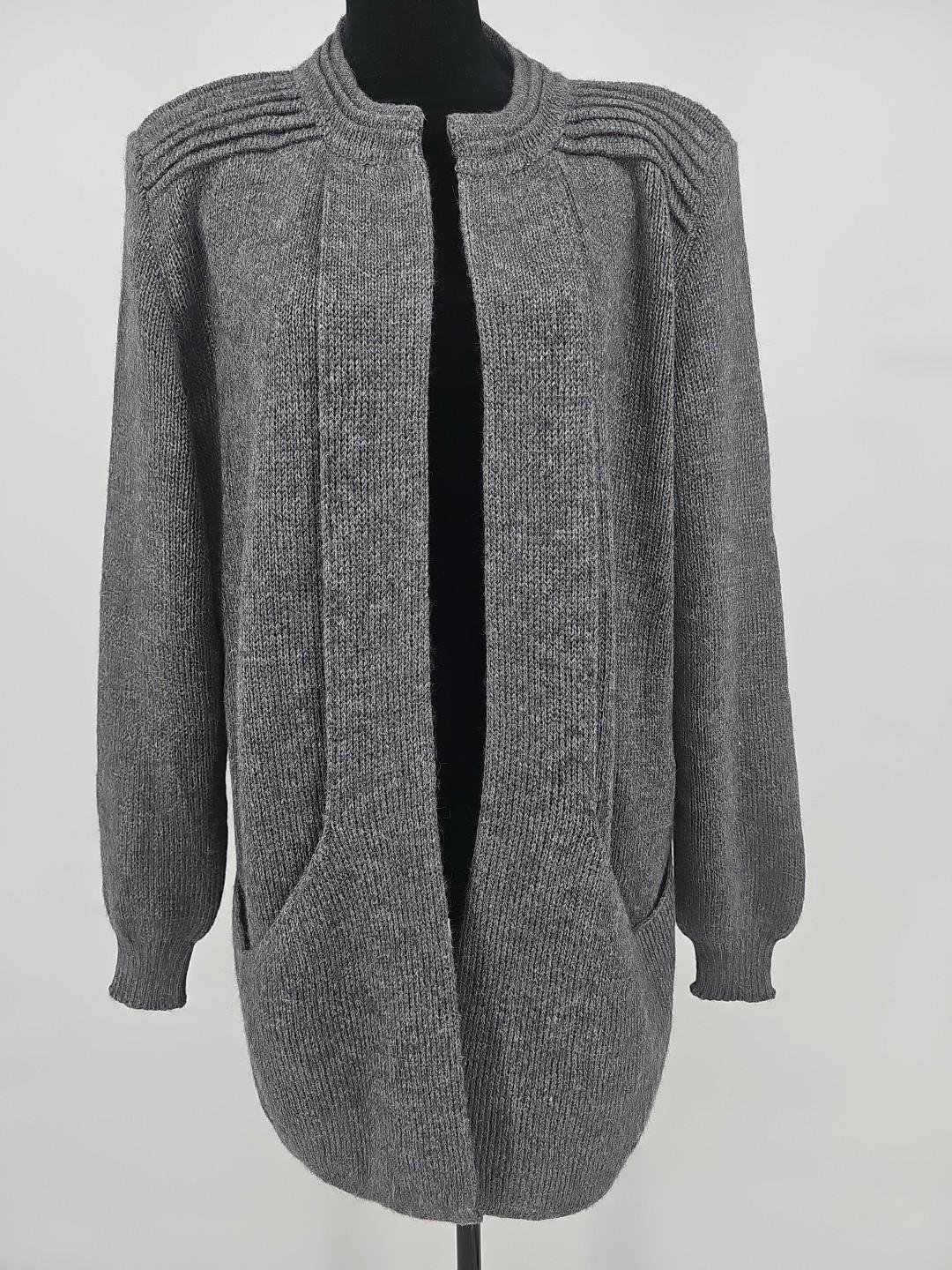 Simply Natural Alpaca Cardigan SzL Open Front Long Sweater Pockets Minimalist