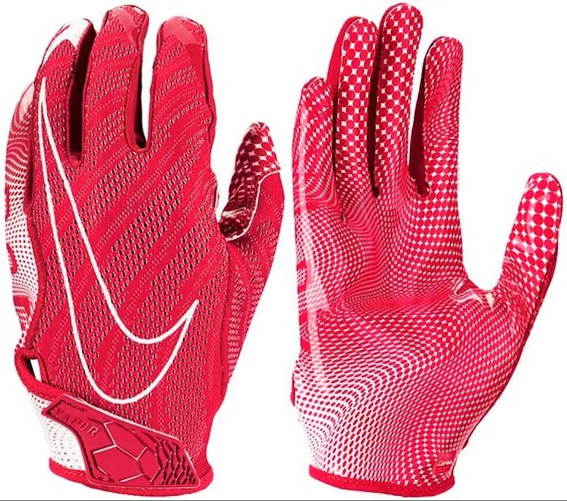 NWT NIKE Men's Vapor Knit Football Magnigrip Gloves Red/White Size Large