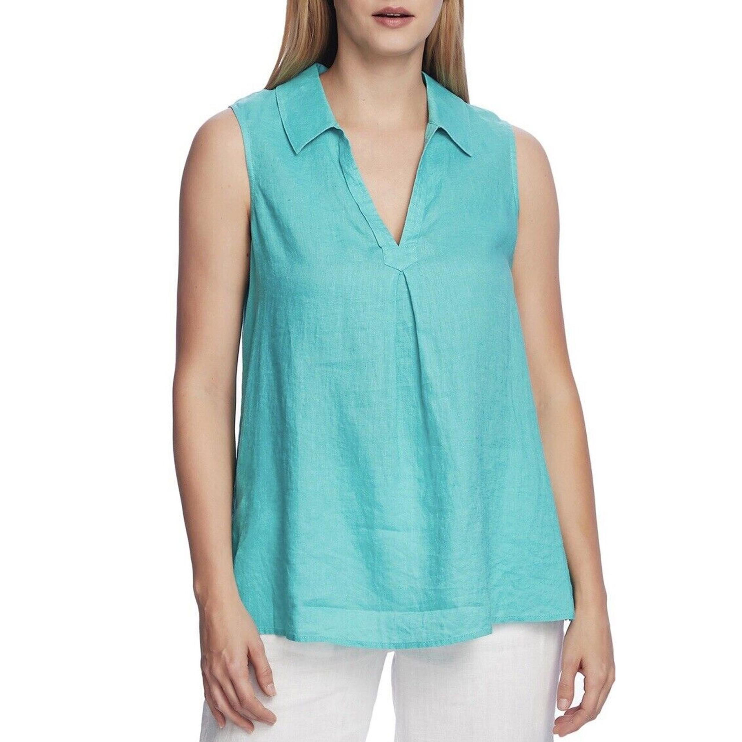 NWT Vince Camuto Split Neck Sleeveless Linen Tunic Top XL