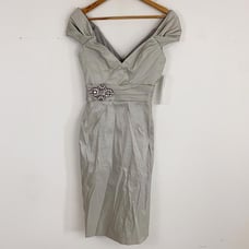 BADGLEY MISCHKA silver off the shoulder dress nwt