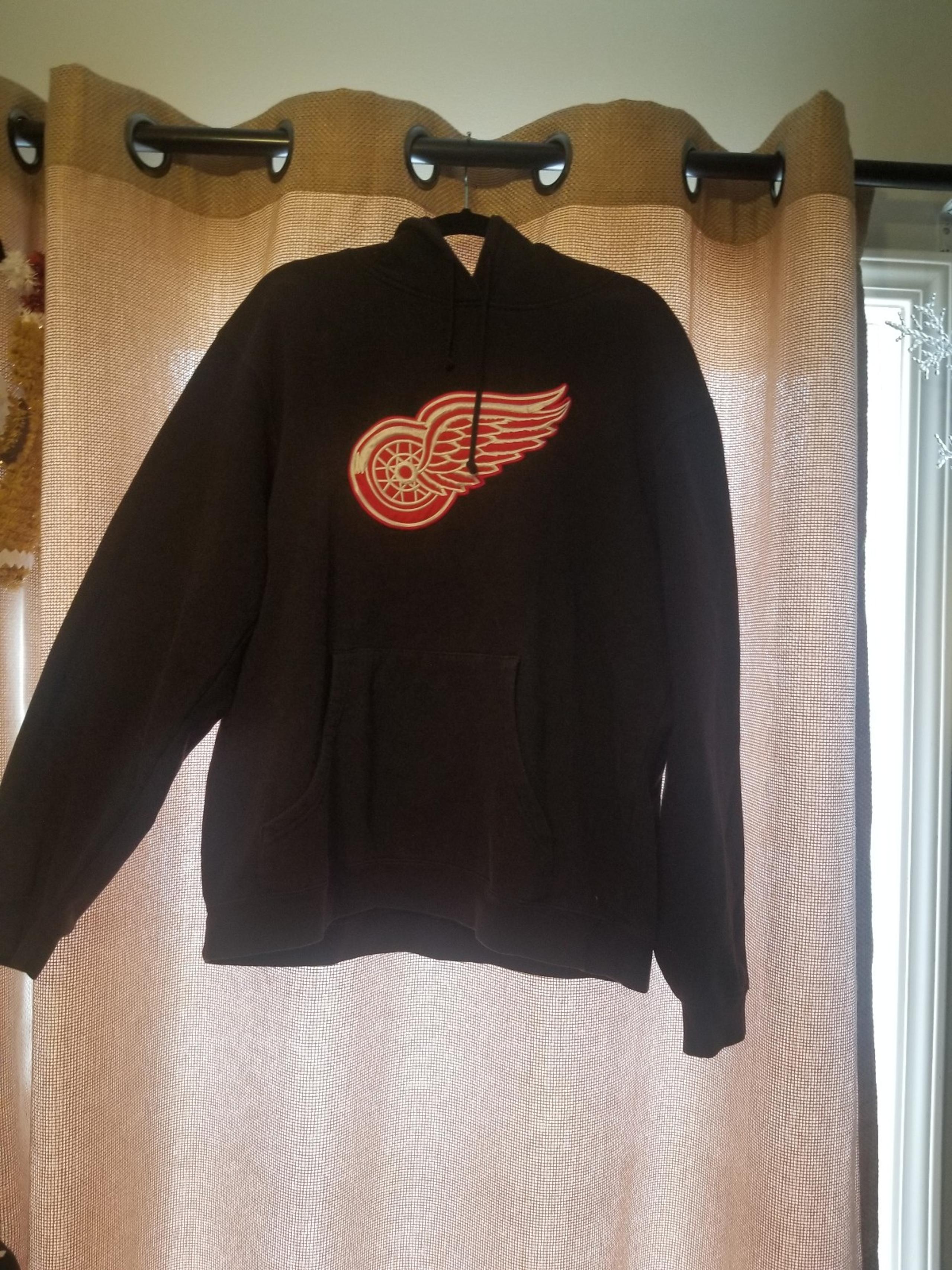 Detroit Redwings Reebok NHL hooded sweatshirt hoodie men's L black